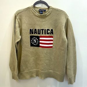 Nautica Sweater | Americana Flag Embroidered Spring Crewneck Sweater Size S